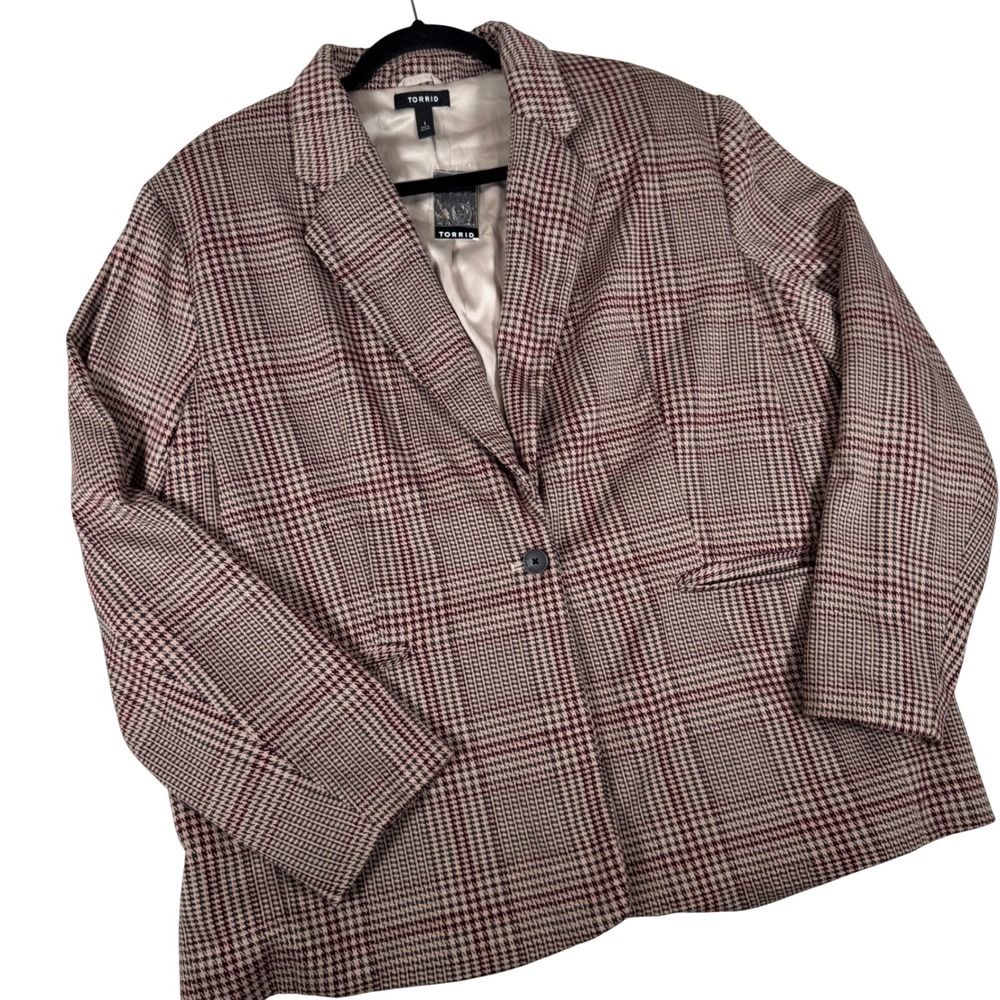 Torrid Blazer Womens 1X Grey Houndstooth Jacquard Knit NWT 42935237 Professional